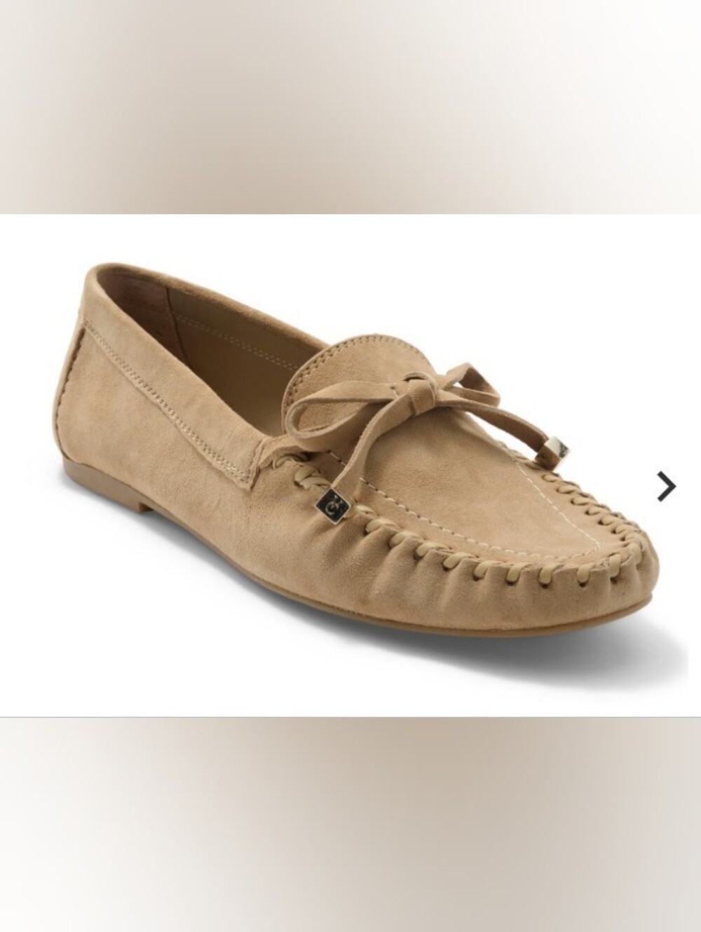 Vince Camuto Katenas Suede Whipstitch Bow Loafers Tortilla Size 9.5